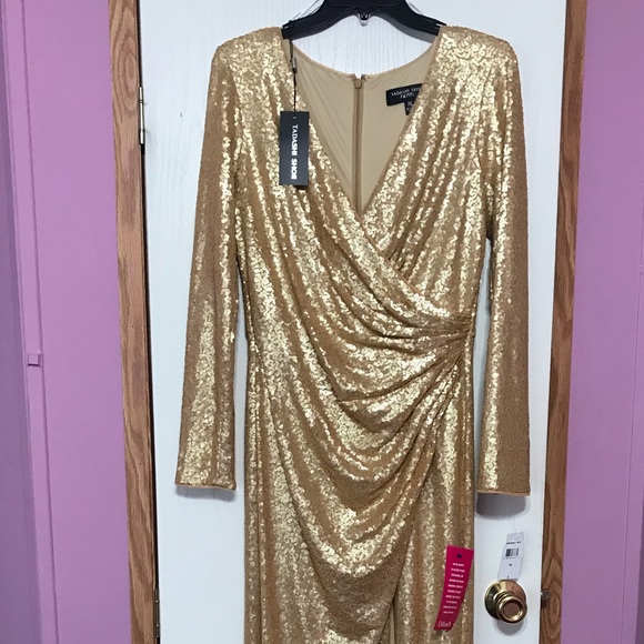 Tashadi Shoji Gold Sequin Gown - Picture 2 of 5